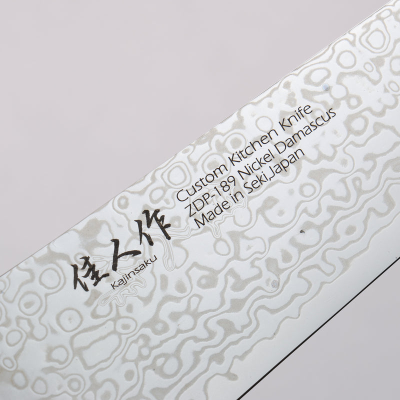 Kajin ZDP189 Damasco Terminado Migaki Gyuto 210mm Mango de Incrustación de abulón - Japanny-SP
