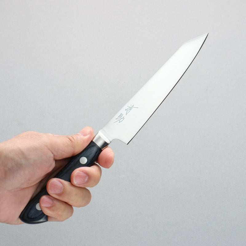 Seisuke Seiten Molibdeno Kiritsuke Petty, Utilitario 145mm Mango de azul marino de pakka negra - Japanny-SP