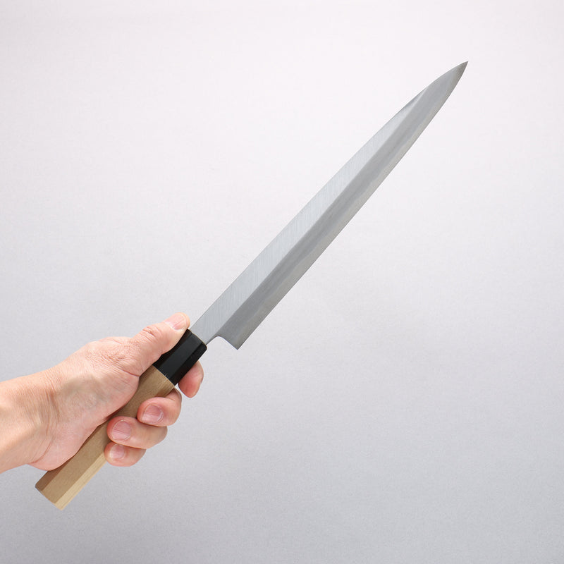 Minamoto Akitada Acero Azul No.1 Yanagiba 270mm Mango de Magnolia (virola: Cuerno de búfalo de agua） - Japanny-SP