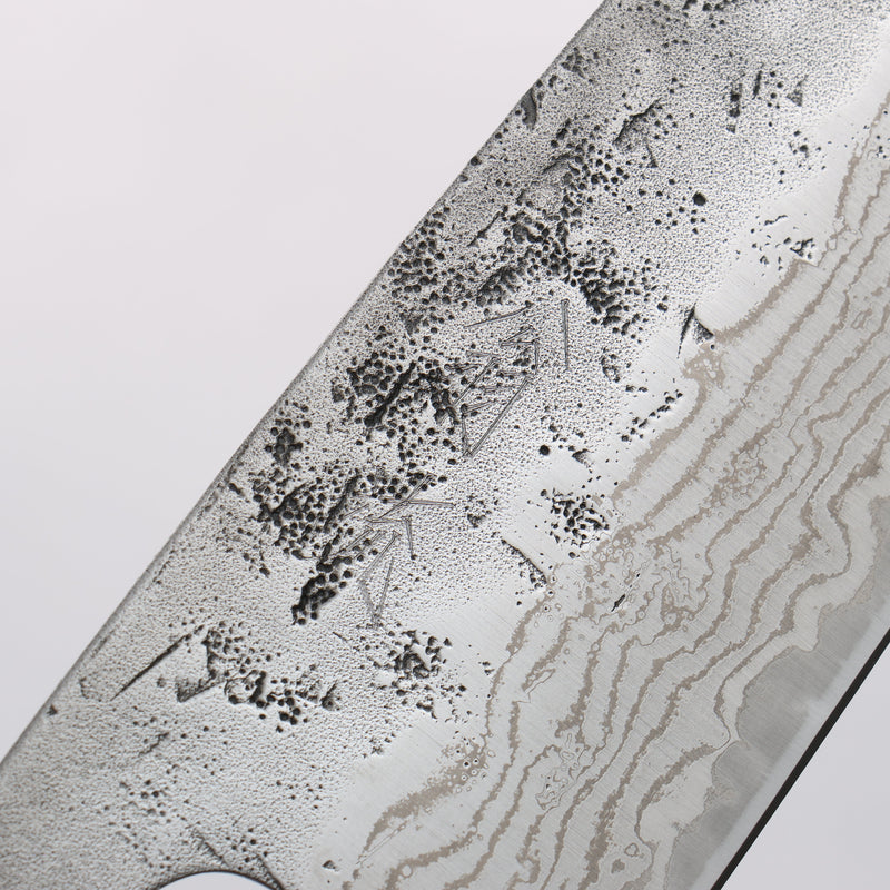 Oul Acero Sueco Washiji Damasco Santoku 165mm Mango de Roble - Japanny-SP