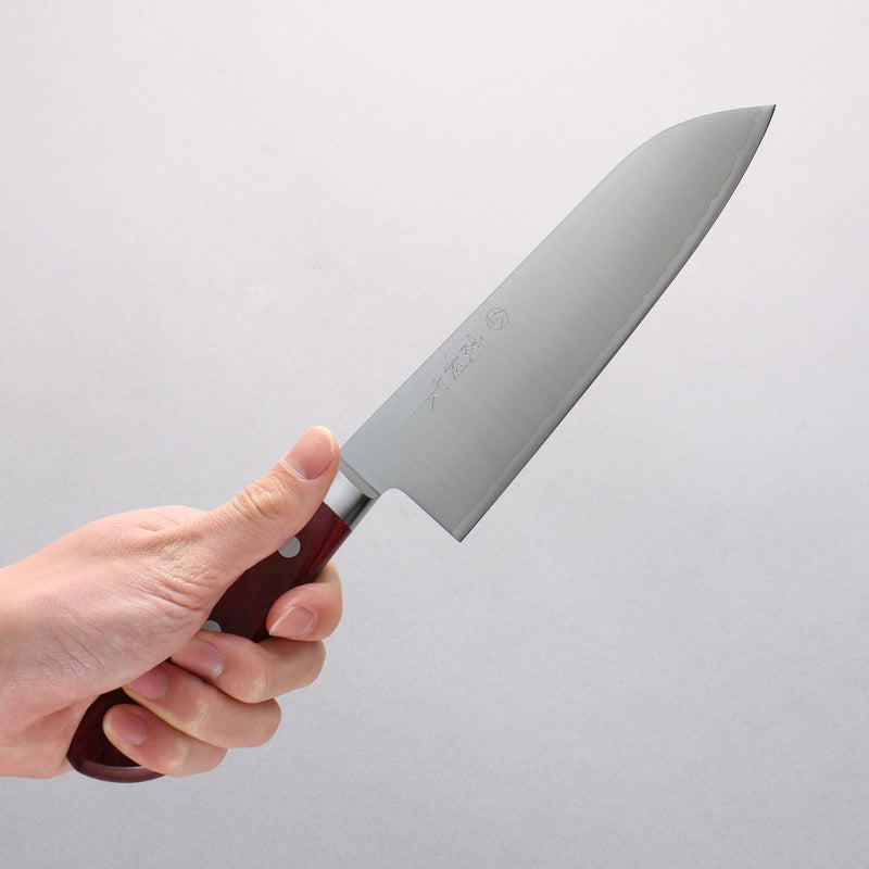 Cuchillos Takamura SG2 Santoku 170mm Mango de Madera de pakka roja - Japanny-SP
