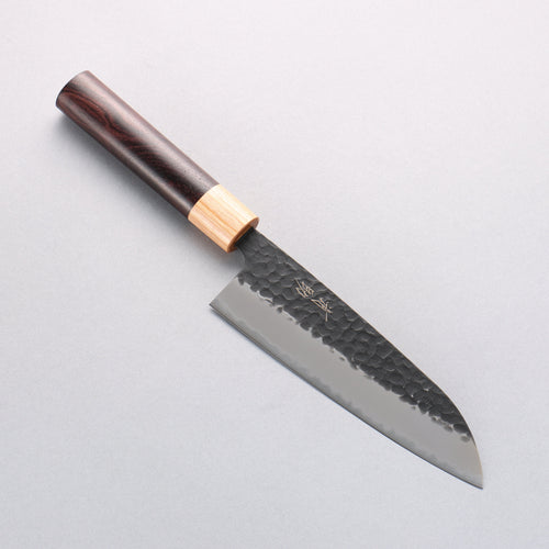 Seisuke Shitan Super Azul Martillado Kurouchi Santoku 170mm Mango de Shitan - Japanny-SP