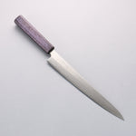 Seisuke Acero Blanco No.1 Terminado Migaki Pulido Sujihiki 240mm Mango de Roble con Lacado morado - Japanny-SP