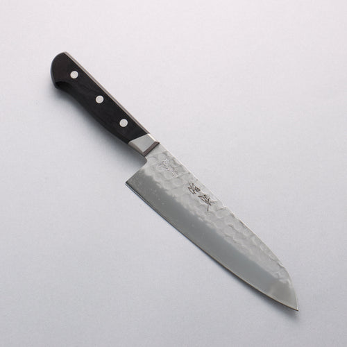 Seisuke Acero Azul No.2 Nashiji Martillado Santoku 180mm Mango de Madera de Pakka Negra - Japanny-SP