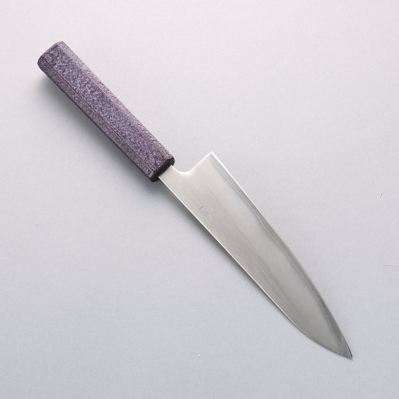 Seisuke Acero Blanco No.1 Terminado Migaki Pulido Gyuto 180mm Mango de Roble con Lacado morado - Japanny-SP