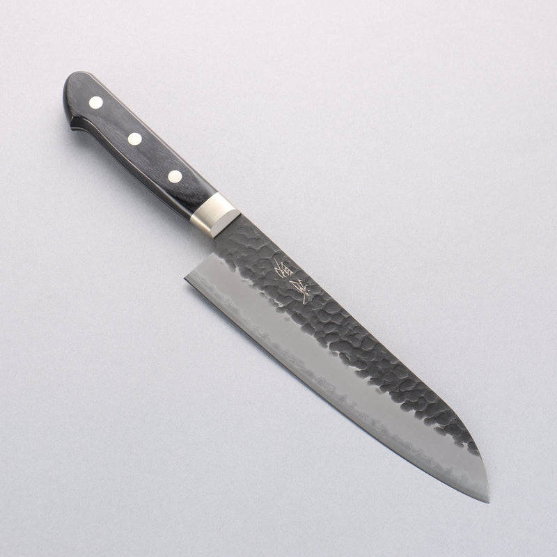 Seisuke Super Azul Martillado Terminado Negro Santoku 180mm Mango de Madera de Pakka Negra - Japanny-SP