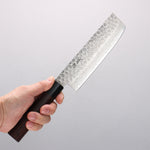 Seisuke VG10 Damasco Martilleado Nakiri 165mm Mango de Palosanto (virola: madera de pakka negro) - Japanny-SP