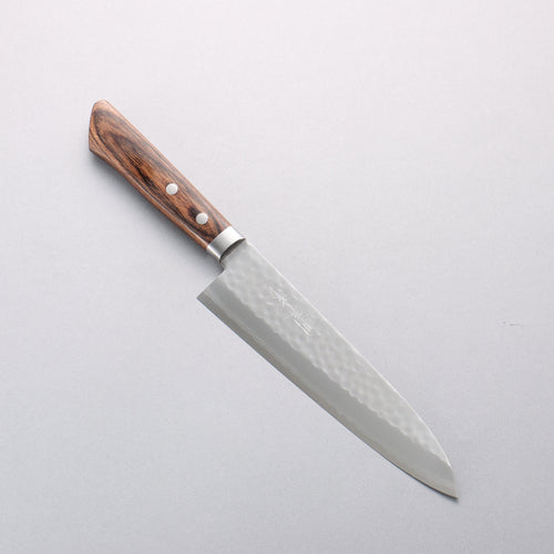 Kunihira Kokuryu VG10 Damasco Martilleado Gyuto 180mm Mango de Madera de pakka escocés - Japanny-SP