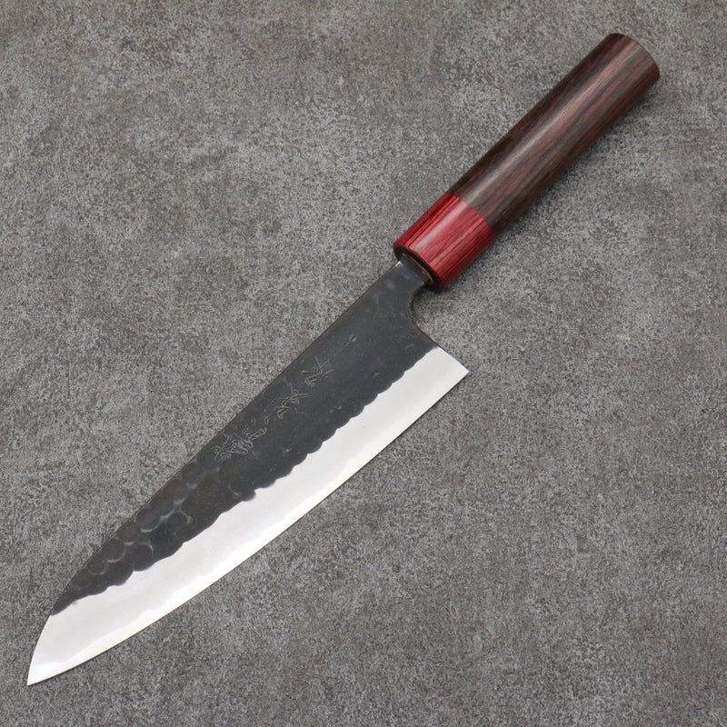 Nao Yamamoto Acero Azul Kurouchi Gyuto Cuchillo Japones 180mm Mango de Shitan (virola: madera de pakka roja) - Japanny-SP