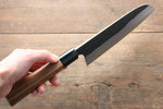 Shungo Ogata Acero Blanco No.2 Terminado Negro Santoku  165mm Mango de Nogal - Japanny-SP