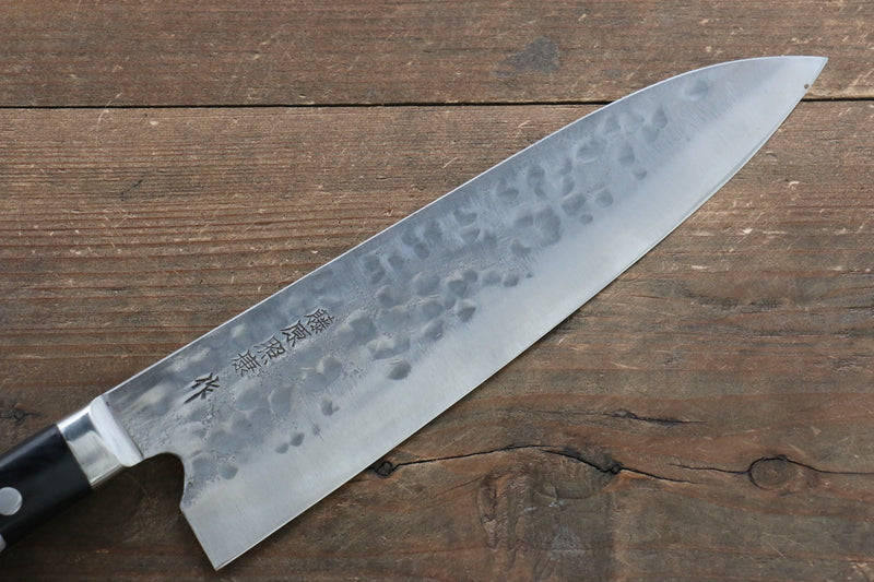 Fujiwara Teruyasu Maboroshi Acero Blanco No.1 Nashiji Martillado Gyuto  210mm Mango de Madera de Pakka Negra - Japanny-SP