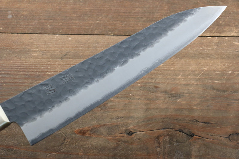 Seisuke Kurobeni Super Azul Martillado Kurouchi Gyuto  210mm Mango de Madera de pakka roja - Japanny-SP
