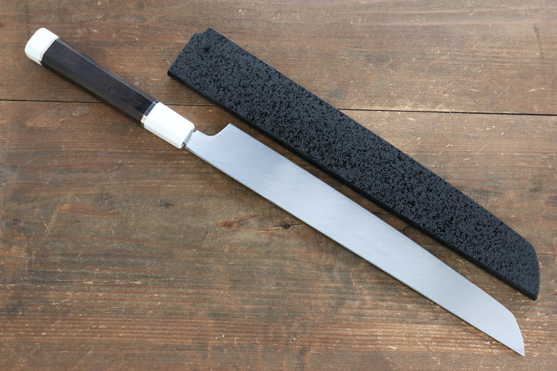 Sakai Takayuki Honyaki Acero Azul No.2 Terminado de Espejo Sakimaru Takohiki  300mm Mango de Ebano con anillo Con funda - Japanny-SP