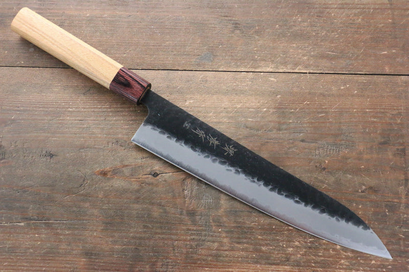 Sakai Takayuki Super Azul Martillado Terminado Negro Gyuto  240mm Mango de Keyaki (Olmo Japones) - Japanny-SP