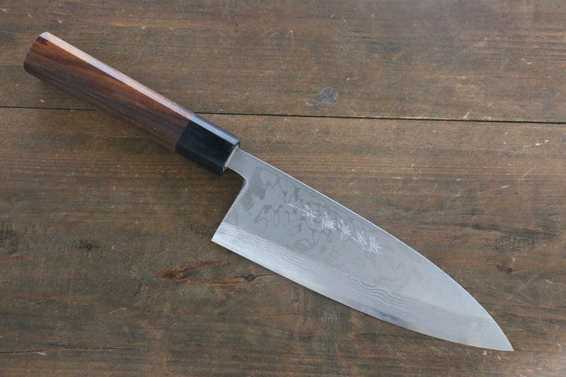 Hideo Kitaoka Acero Blanco No.2 Damasco Deba  180mm Mango de Shitan - Japanny-SP