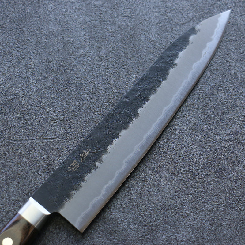 Seisuke Super Azul Negro Gyuto  210mm Mango de Madera de Pakka Cafe - Japanny-SP