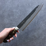 Seisuke Super Azul Negro Gyuto  210mm Mango de Madera de Pakka Cafe - Japanny-SP