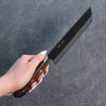 Seisuke Super Azul Negro Nakiri  165mm Mango de Madera de Pakka Cafe - Japanny-SP