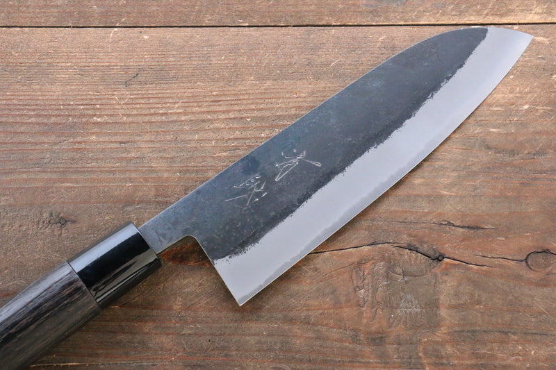 Seisuke Acero Blanco Kurouchi Santoku 165mm Mango de Madera de Castano Quemada - Japanny-SP
