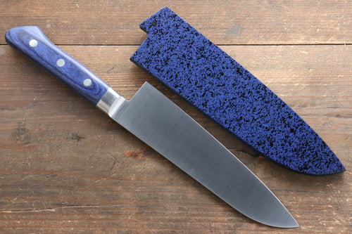Seisuke Seiten Molibdeno Santoku  180mm Mango de Madera de pakka azul  con Funda - Japanny-SP
