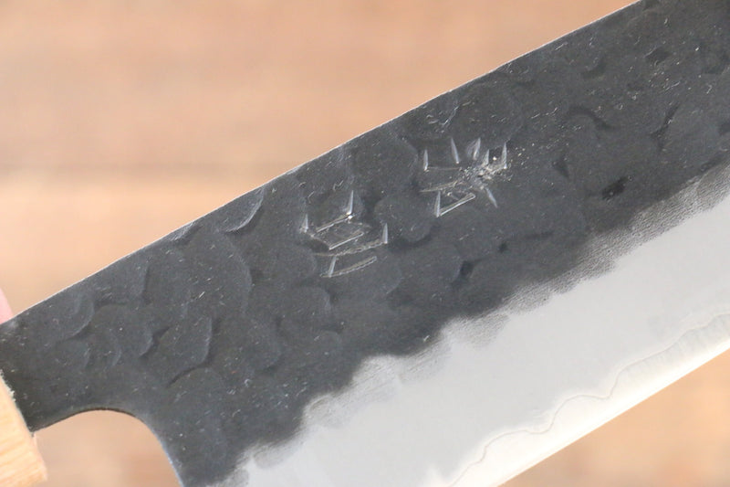 Seisuke Kokubyaku Super Azul Martillado Santoku  165mm Mango de Morado - Japanny-SP