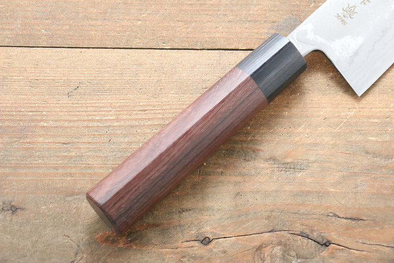 Kanetsune Acero Azul No.2 Damasco Santoku  165mm Mango de Shitan - Japanny-SP