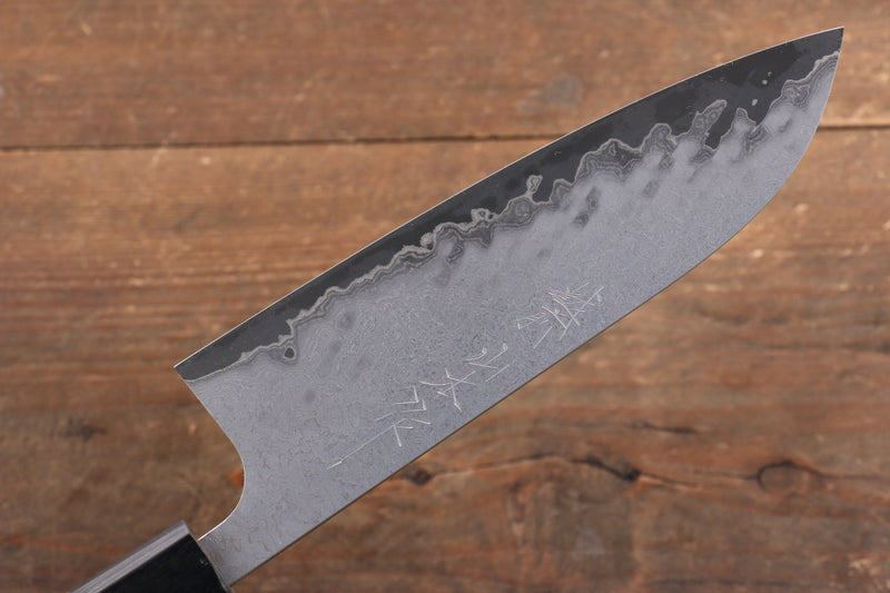 Nao Yamamoto VG10 Damasco Negro Santoku  165mm Mango de Nogal - Japanny-SP