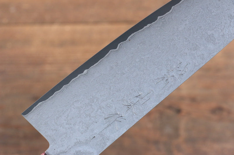 Nao Yamamoto VG10 Damasco Negro Santoku  180mm Mango de Madera de pakka roja - Japanny-SP