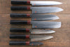 Iseya VG10 33 Layer Damascus Japanese Petty 80mm, Petty 150mm, Santoku, Small Santoku, Gyuto, Nakiri & Sushi Chef Knife 210mm Set - Japanny-SP