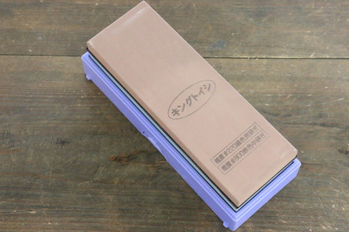 King Two Sided Sharpening Stone with Plastic Base - #220 & #800 - Japanny-SP