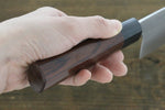 Shungo Ogata Acero Blanco No.2 Damasco Santoku  165mm Mango de Shitan - Japanny-SP
