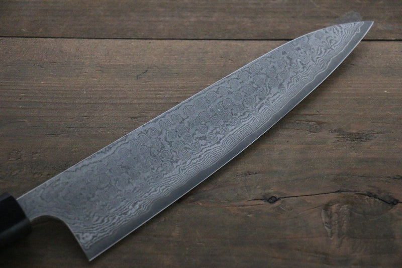 Nao Yamamoto VG10 Damasco Negro Gyuto Cuchillo Japones 210mm Mango de Shitan - Japanny-SP