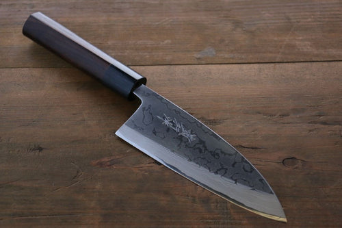 Takayuki Iwai Acero Blanco No.1 Damasco Deba  150mm Mango de Shitan - Japanny-SP