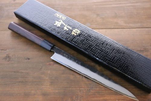 Takayuki Iwai Acero Azul No.2 Kurouchi Yanagiba  210mm Mango de Shitan - Japanny-SP